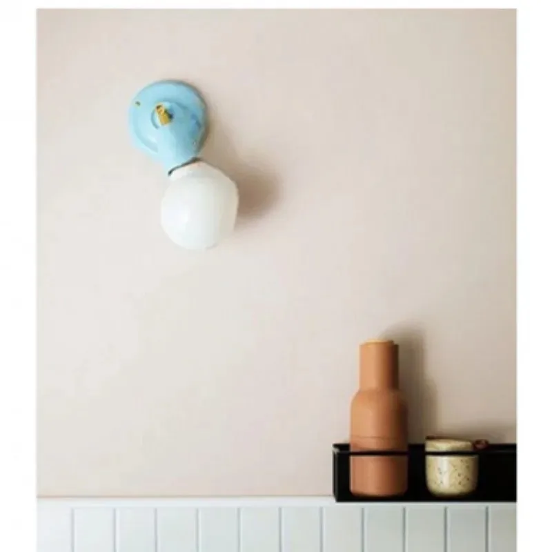 White Black Ceramic LED Adjustable Angle Wall Light Fixtures Copper Arm E27 Socket Lamp for Bedroom Beside Corridor Living Room