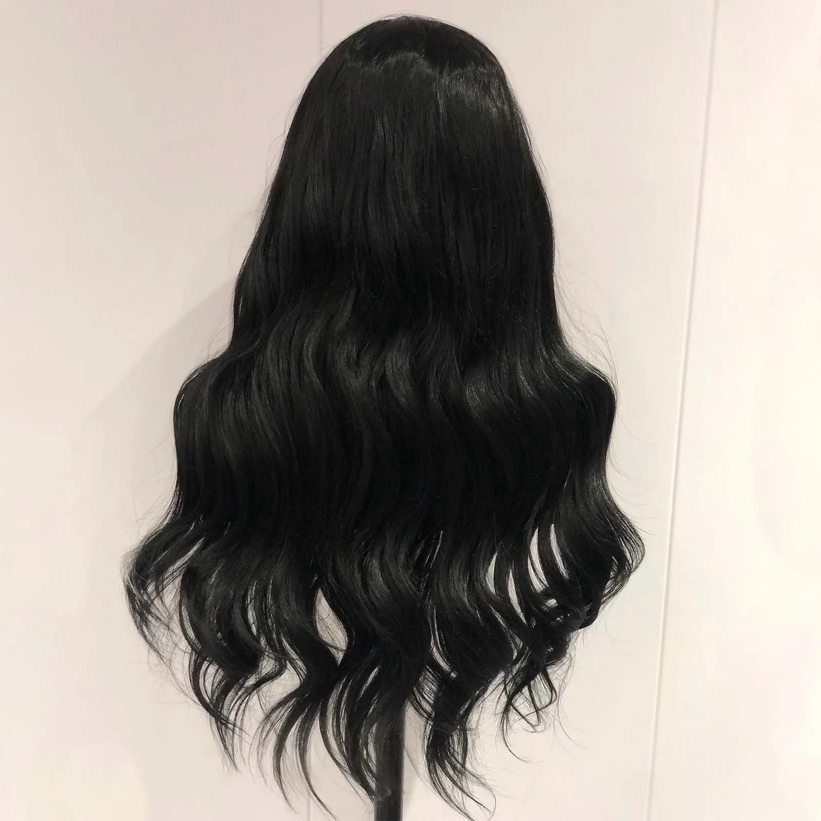Black White Highlight Synthetic Lace Front Wig Long Curly Natural Wavy Colored Body Wave 13X4 Lace Frontal Wigs For Women