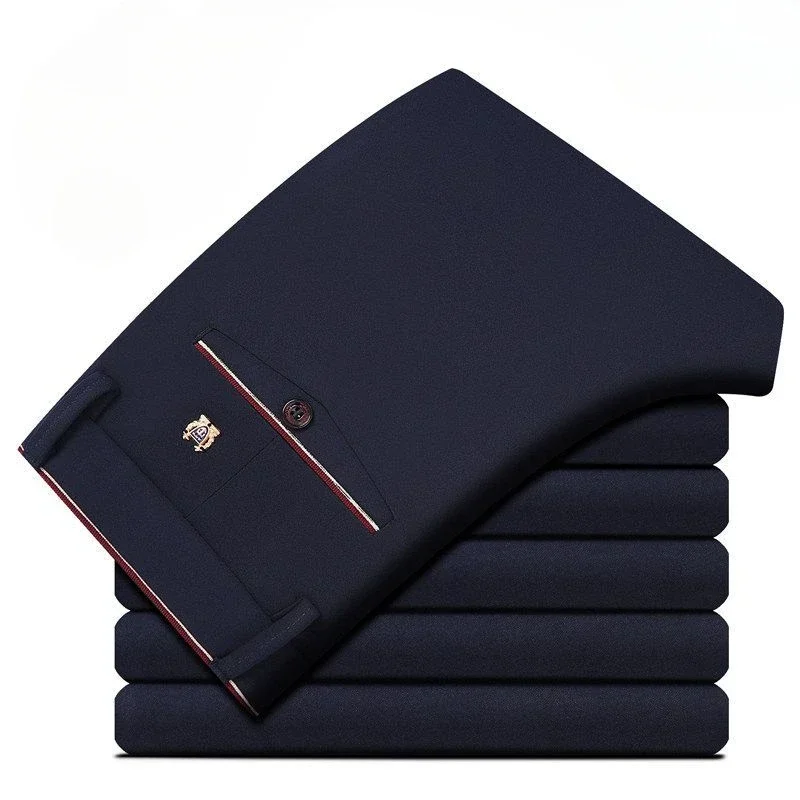 thumbnail image 1 of Pantalones para hombre rectos de sastrería social para hombre, pantalones de traje elásticos negros para negocios, ajustados, elásticos, de alta calidad, formales, 1 of 5
