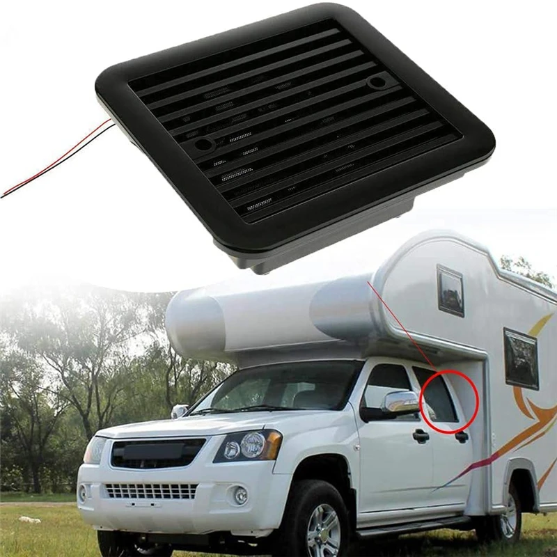 Black 12V RV Caravan Side Air Trailer Vent Ventilation Cooling Waterproof Mute Exhaust Fan Car Accessory