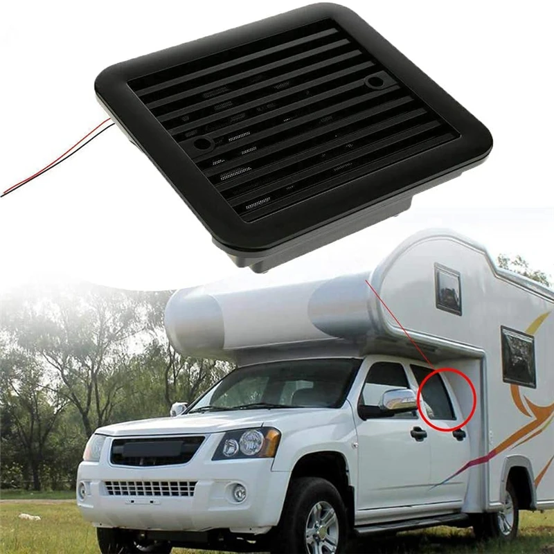 Black 12V RV Caravan Side Air Trailer Vent Ventilation Cooling Waterproof Mute Exhaust Fan Car Accessory solar powered car fan air vent exhaust fan window hanging vent air exhaust radiator cooling fan radiator ventilation system