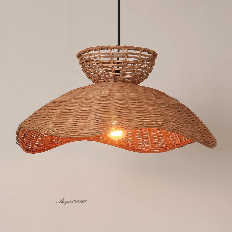 

Vintage Rattan Handmade Pendant Lights Creative Light Fixture for Dining Room Restaurant Loft Decoration Creative Shop Lighting