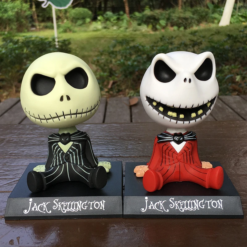 Originale The Nightmare Before Christmas Jack Skeleton Figurine Moving Head Car Decoration Figure For Children Kids Gifts