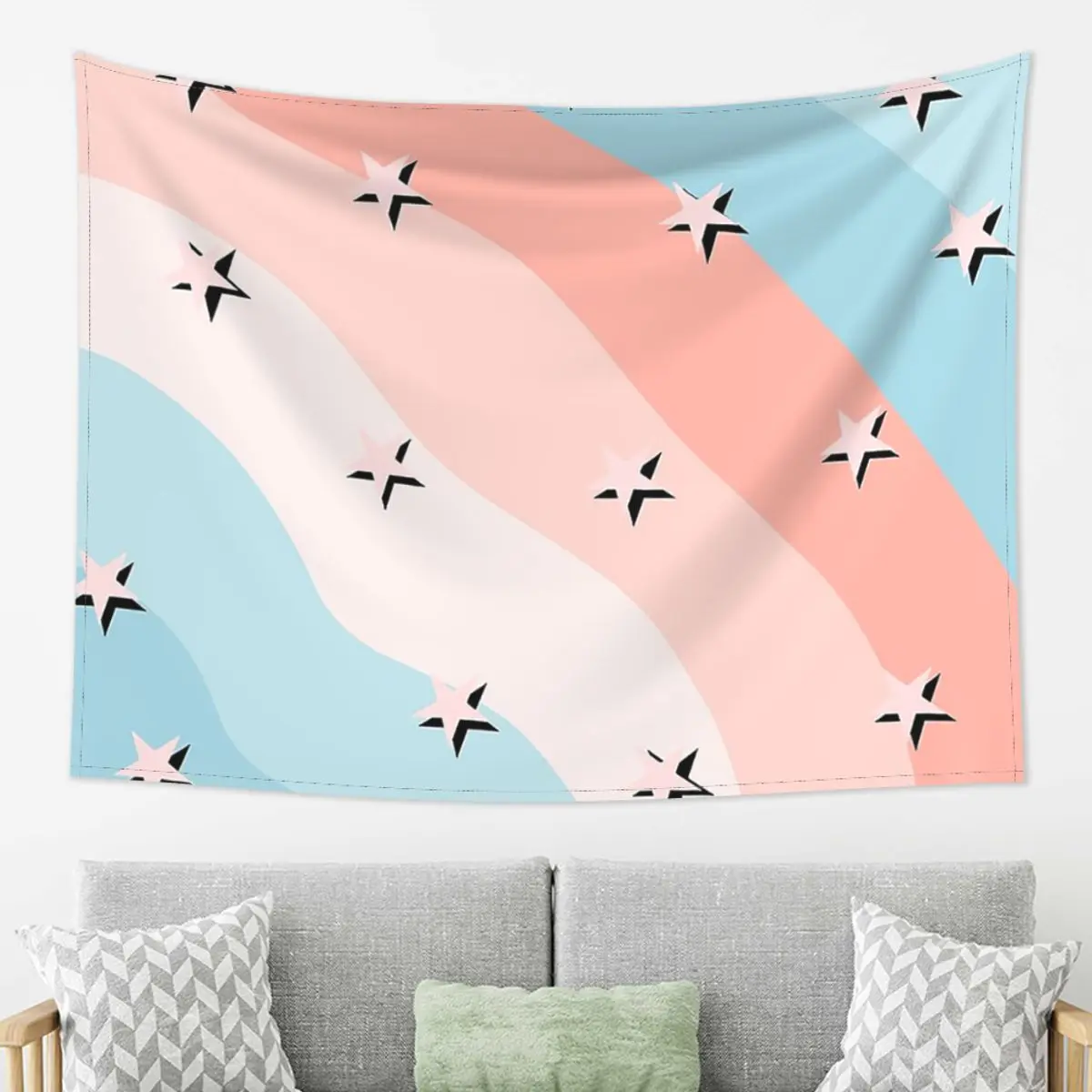 

Cotton Candy Stars Striped Pattern Tapestry Decoration Tapestries for Living Room Bedroom Decor Home Wall Cloth Wall Hanging