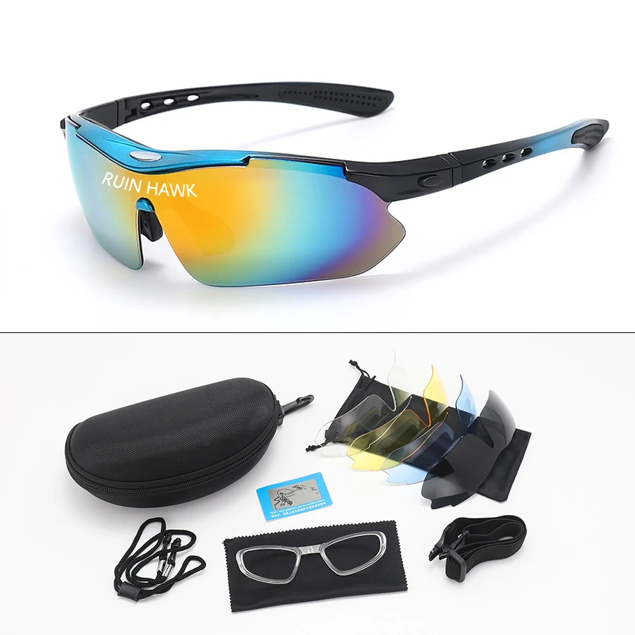 Polarized Sports Glasses Outdoor road cycling UV protective glasses for men and women mountaineering and camping sunglasses with 5 lenses