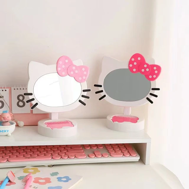 Kawaii sanrio feminino hello kitty espelho mesa banheiro maquiagem