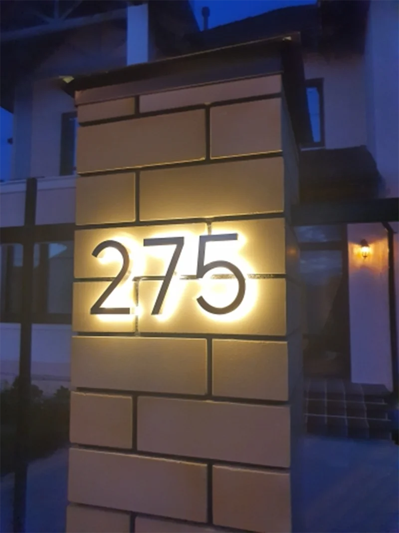 Metal 3D House Numbers Outdoor Led Adress Outside Waterproof Home Door