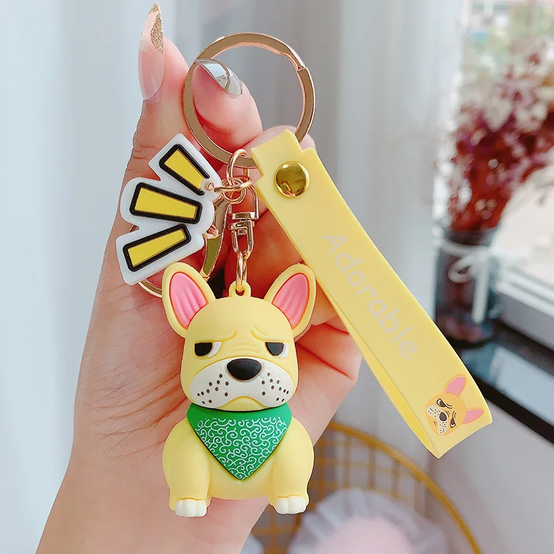 Creative Bulldog Key Chain Cartoon French Dog Puppy Keychain Female Cute  Car Key Pendant Schoolbag Leather Bag Ornament KeyRing - AliExpress