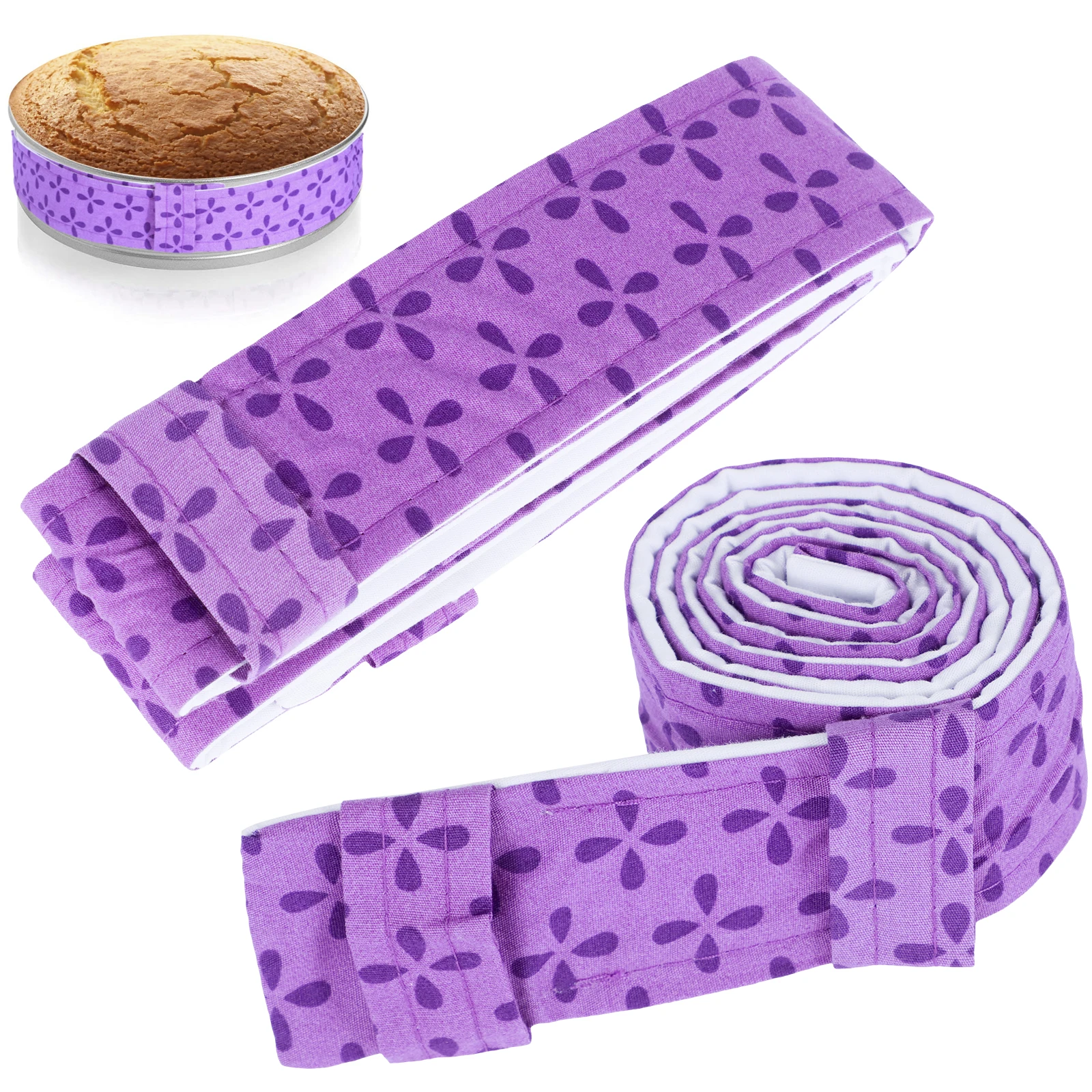 

2Pcs Baking Cake Strips Reusable Bake Even Strip Baking Tray Protection Strap Heat-Resistant Cake Baking Tool Belt for Making