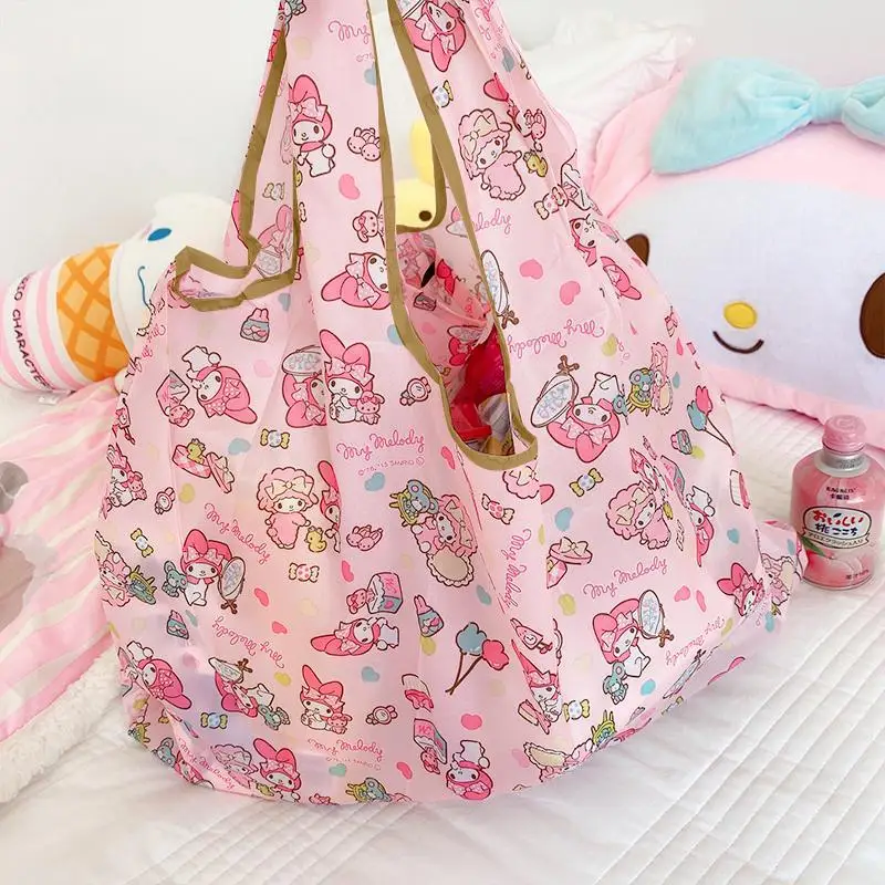 

Anime Sanrio Cute Girl My Melody Little Twin Stars Waterproof Foldable Eco Bag Cartoon Large Shopping Bag Kawaii Shoulder Bag