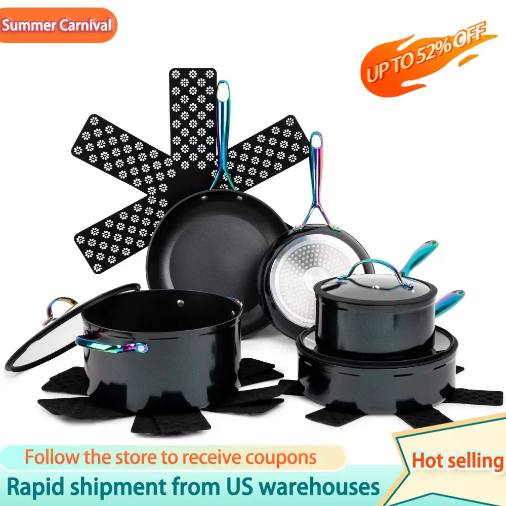 

Nonstick 12-Piece Cookware Set Cooking Pots Set Kitchen Accessories Rainbow Pot for Cooking Cookware Kits Free Shipping Pan Sets