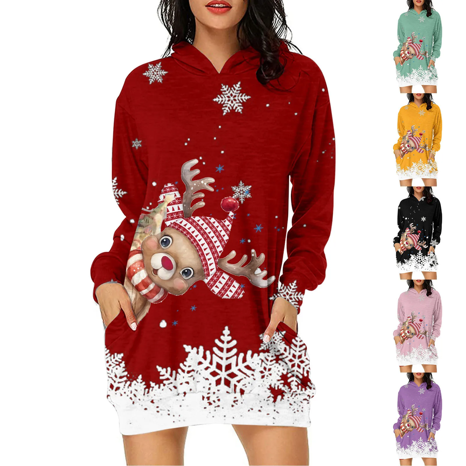 

Womens Plain Pullover Hoodies Women's Casual Litlle Christmas Printed Long Hooded Womens Pullover Petite Heavy Sweatshirt Women