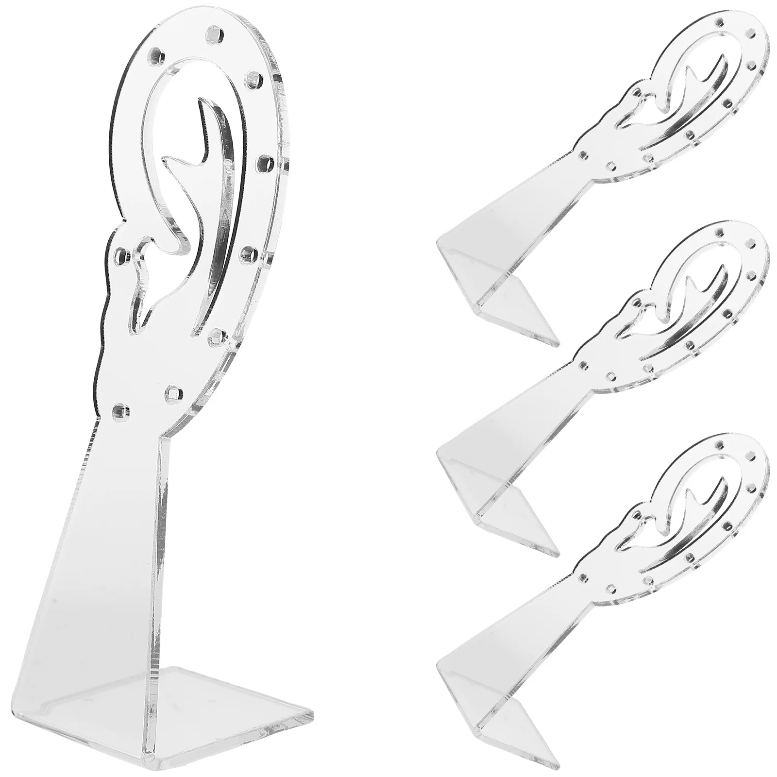 4 Pcs Ear-shaped Jewelry Rack Show Display Stand Organizer Earring Holder Desktop Earrings Acrylic Hanger Small 3