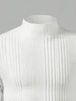 Pull à col haut pour homme, rayé uni, manches longues, coupe décontractée, t-shirt pour la saison automne-hiver 4