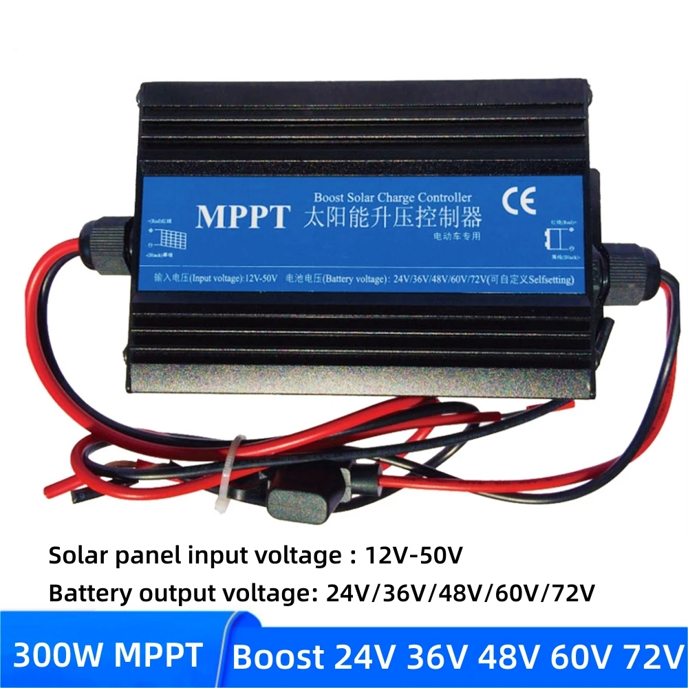 

300W MPPT Boost Solar Charge Controller 12V-50V Input Step-up Charger For 24V/36V/48V/60V/72V Lead Acid/LiFePO4/Lithium Battery