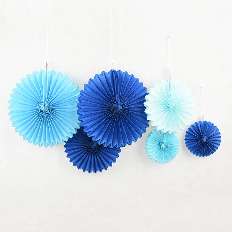 5pcs 10-30cm Color Tissue Paper Cut-Out Paper Fans Pinwheels Hanging Flower Paper Crafts for Wedding Party Birthday Decor Suppli