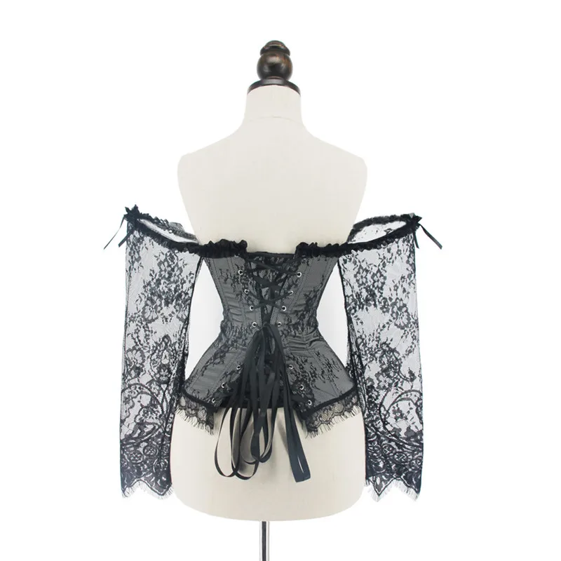 Robe Gothique Steampunk Noire Dentelle Velours - Manches Longues Bouffantes - Neuf Avec étiquettes