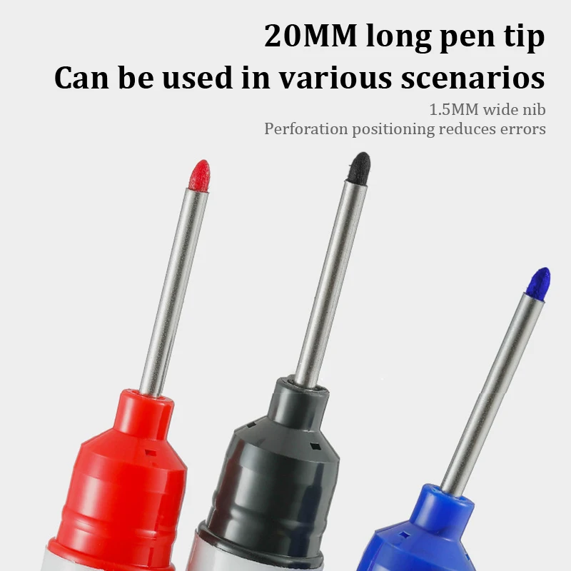 1/3PCS 20mm Long Head Marker Pens Large Capacity Deep Waterproof Four Color Marker Oily Marking Pen Metal Woodworking Tools