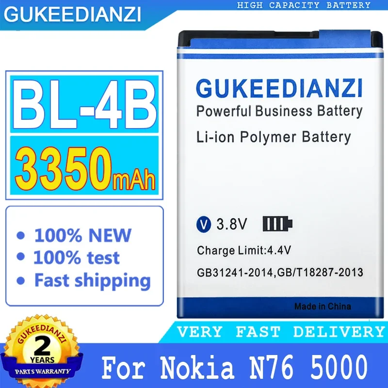 Bl4B 3350Mah Batteria Del Telefono Cellulare Per Nokia N76 5000 5320Xm 7070 2505 2630 2660 2760 7088 2730 6111 Batterie Smartphon N75