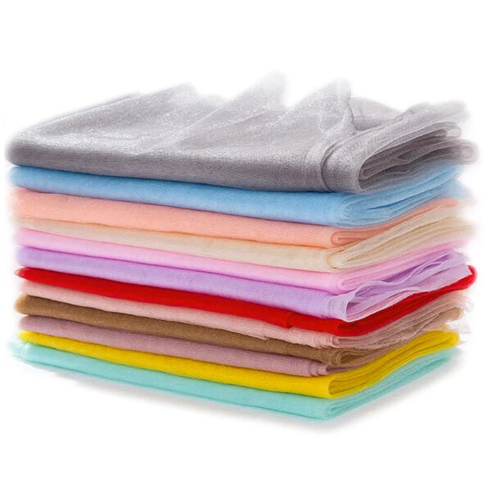150CM Wide Bright Silk Soft Mesh Gauze Tulle Lace Fabric For Wedding Dress Manicure Photos Background Sewing Clothing Decoration