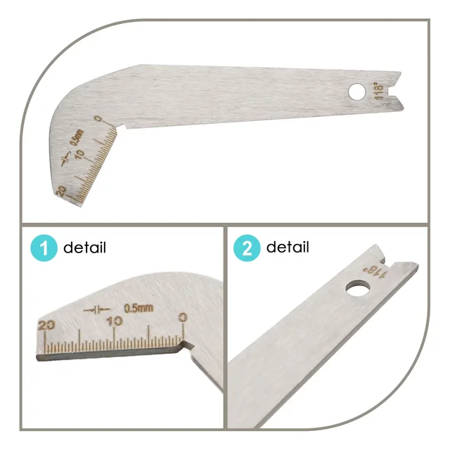 Jauge D'affûtage Forets 118° - Acier Inox, Mesure Diamètre Jusqu'à 50 Mm, Outil De Précision - 12