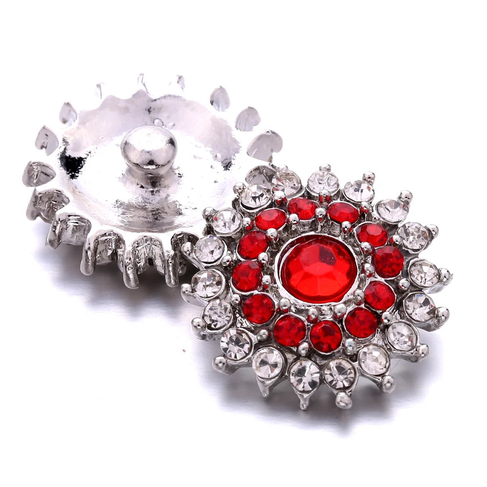 20pcs  Snap Button Jewelry DIY Crystal Rhinestone Flower 18mm 20mm Metal Snap Buttons Fit Snap Bracelet Bangle