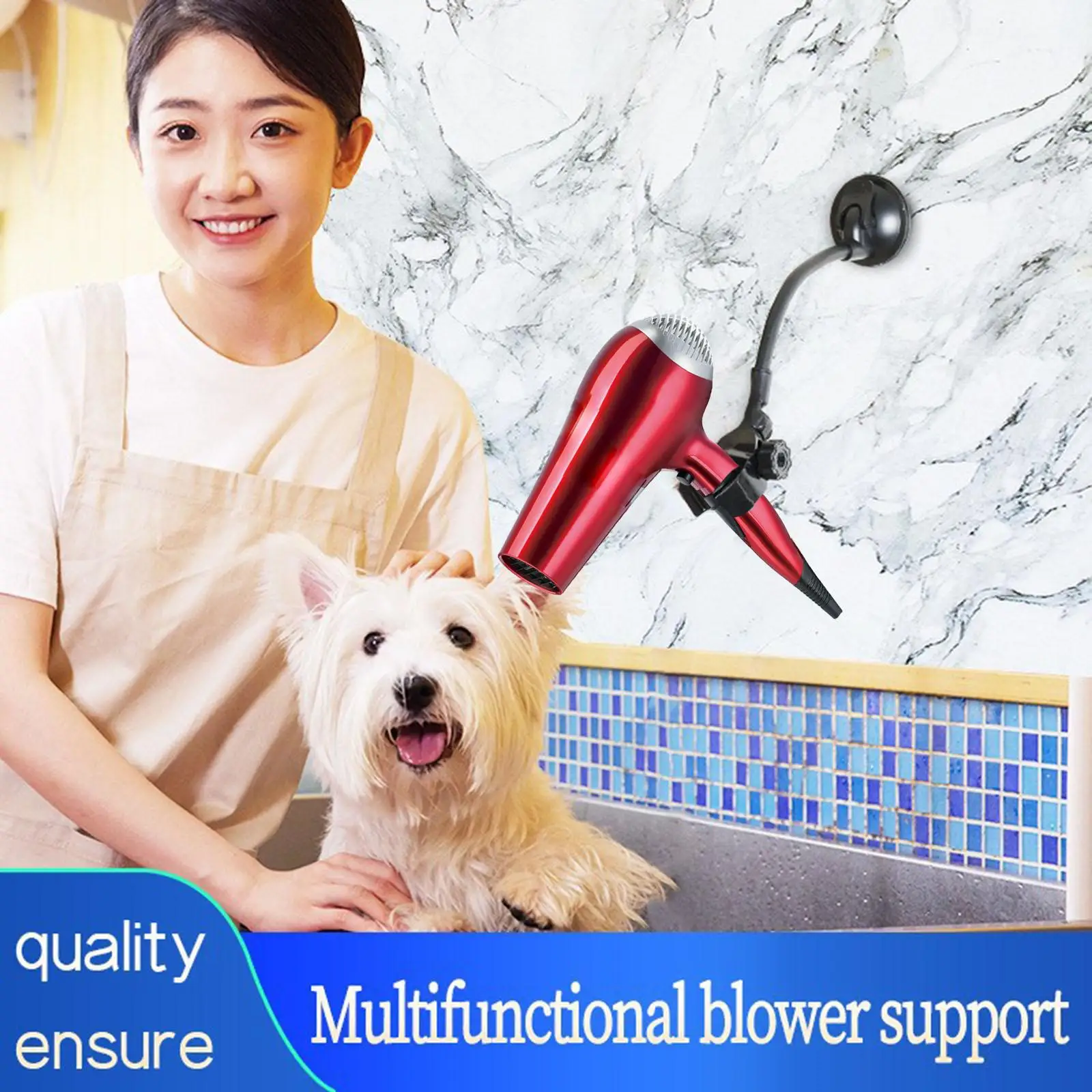 Hair Dryer Holder Suction Cup Blow Dryer Stand for Dog Cat Grooming Washroom