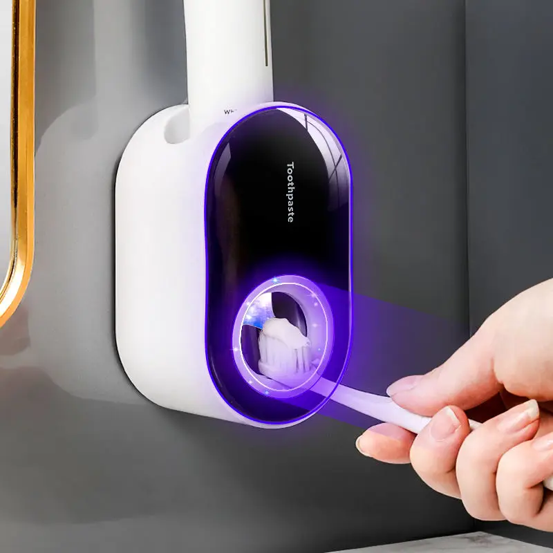 Bathroom accessories set Toothpaste dispenser squeezer Automatic Toothpaste Dispenser Wall Mount Dust-proof Storage Holder