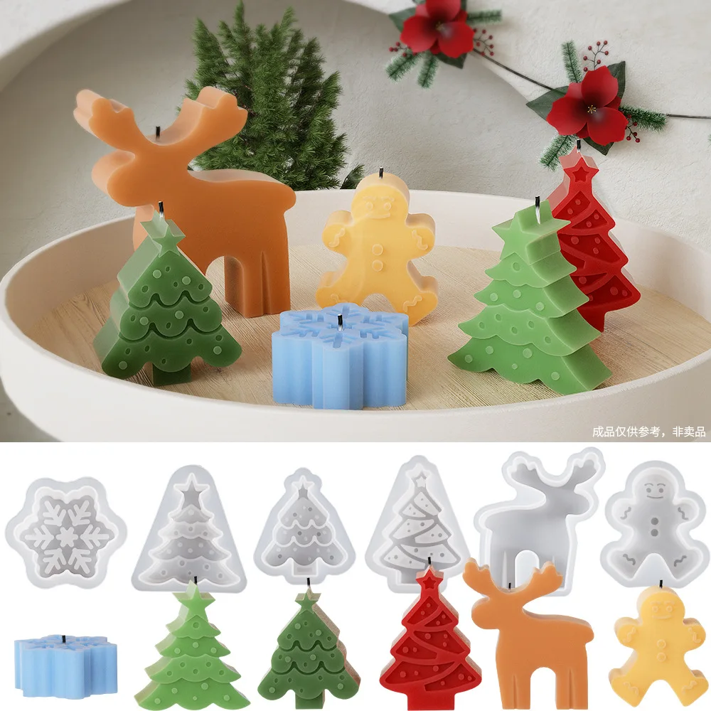 Snowflake Silicone Candle Mold Christmas Tree Aromatherapy Candle Handmade Mould Gift Christmas Decoration