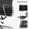 High Back Ribbed Genuine Leather Office Chair Adjustable Ergonomic Computer Chair with Aluminium Alloy Frame  Swivel Chair 4