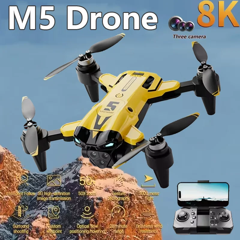 M5 Drone 8K Professional HD Dual Camera Brushless Motor 5G WIFI GPS HD Aerial Photography Dual-Camera Quadcopter drone quadcopter
