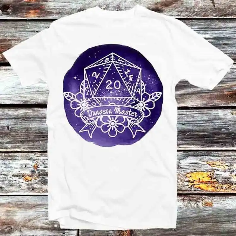 

Dungeon Masters DND Player Characters D20 RPG Players Dice in Space T Shirt Vintage Retro Cool Gift Unisex Anime Manga Top Tee
