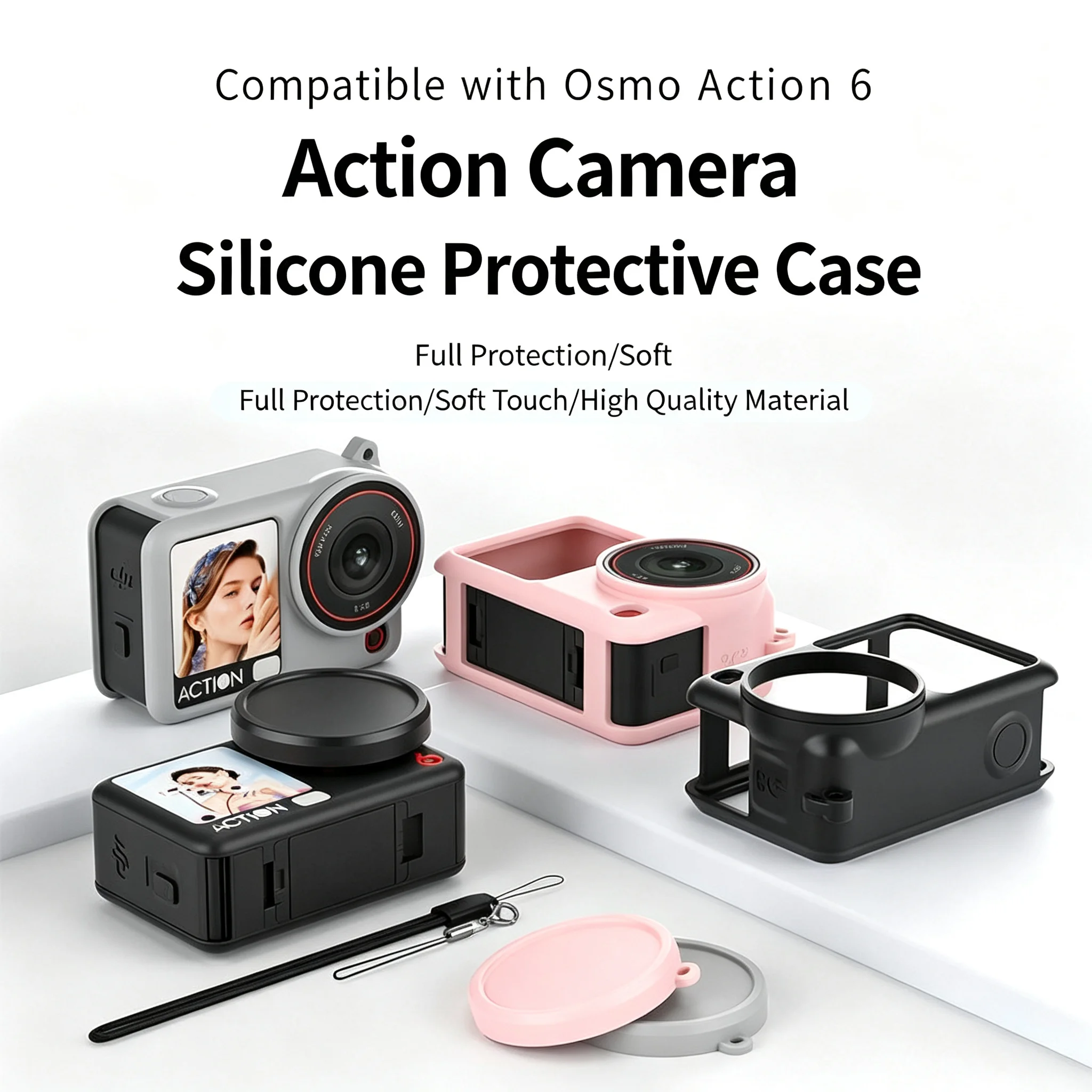 Silicone Shockproof Case with Lens Cap & Lanyard Hole – Skin-Friendly Smooth Touch, Magnetic