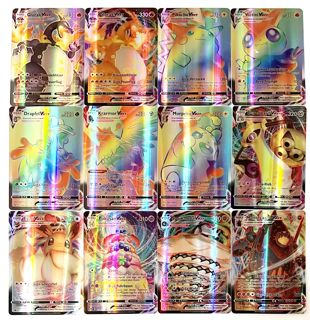 20Pcs Spanish French English German cards cartas pokemons