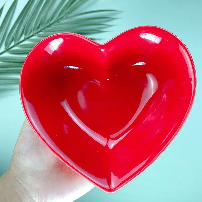 Red Heart Ceramic Dinner Plate Home Baking Oven Cake Bowl Delicate Dessert Salad Dishes Dinner Cooking Plate Kitchen Utensils