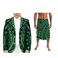 Pacific Island Art Long Sleeve Kimono Cardigan And Ie Two Piece Polynesia Tonga Style Retro Style Men's Casual Suit 2