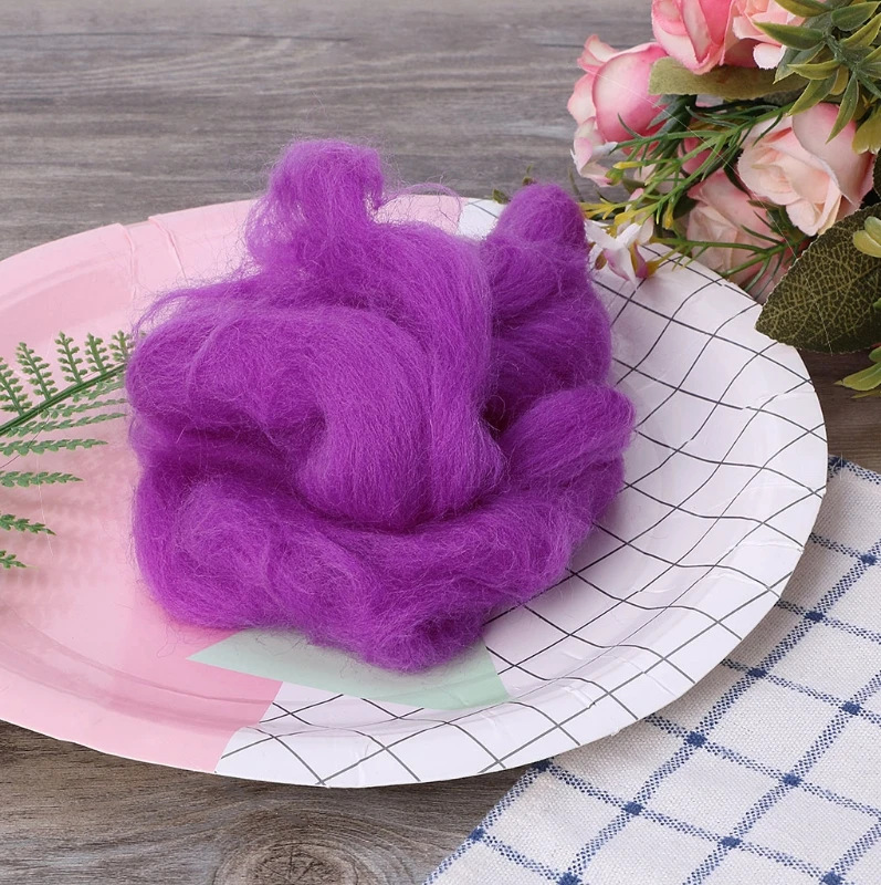 Fashion Wool Corriedale Needlefelting Top Roving Dyed Spinning Wet Felting Fiber Scarf Shaw Knitting Crafts Supplies felting wool fibre