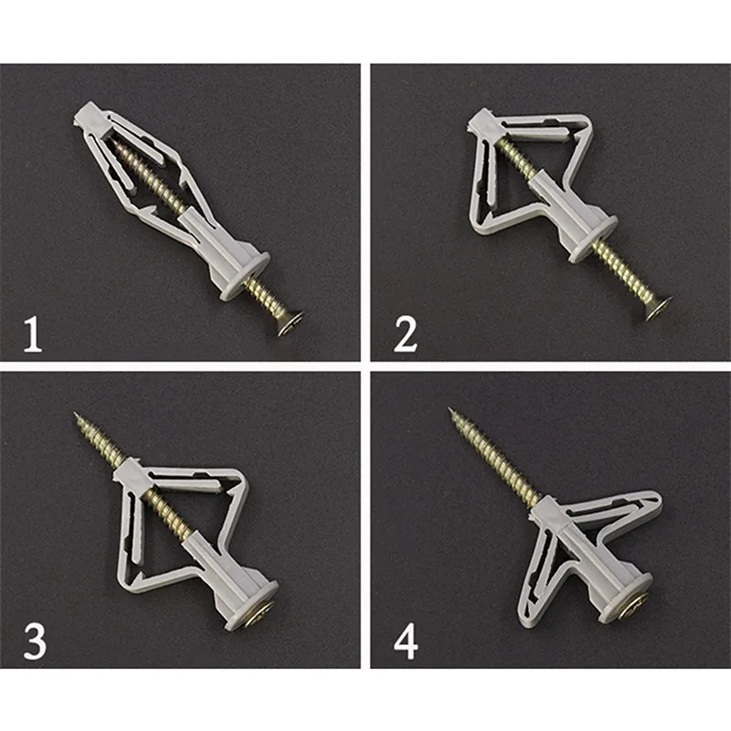 Plastic Toggle Anchor 50/100Pcs m4 Screw Curtain Gypsum Board Hollow Wall Pipe Plug Aircraft Expansion Anchor Bolt Accessor