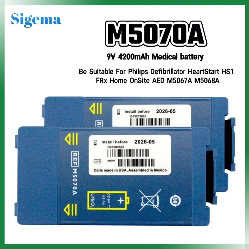 

New original medical battery 9V 4200mAh M5070A M5066A can be used with Philips Defibrillator HeartStart HS1 FRx Home Field AED