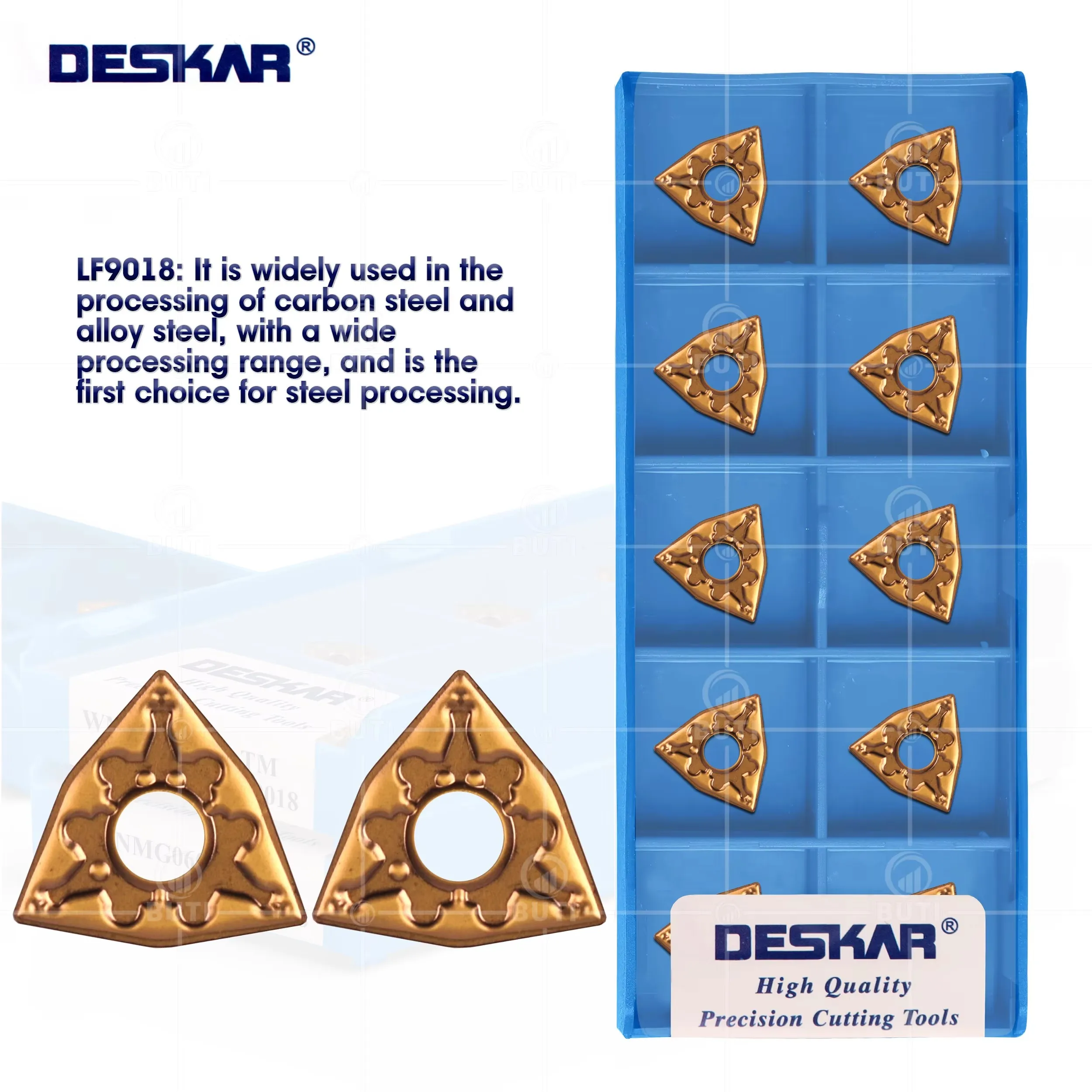 DESKAR 100% Original Drehmeißel WNMG060404/0408-TM LF9018 für Numerische Drehmaschinen, Äußere Kreisförmige Pfirsichförmige Drehwerkzeuge