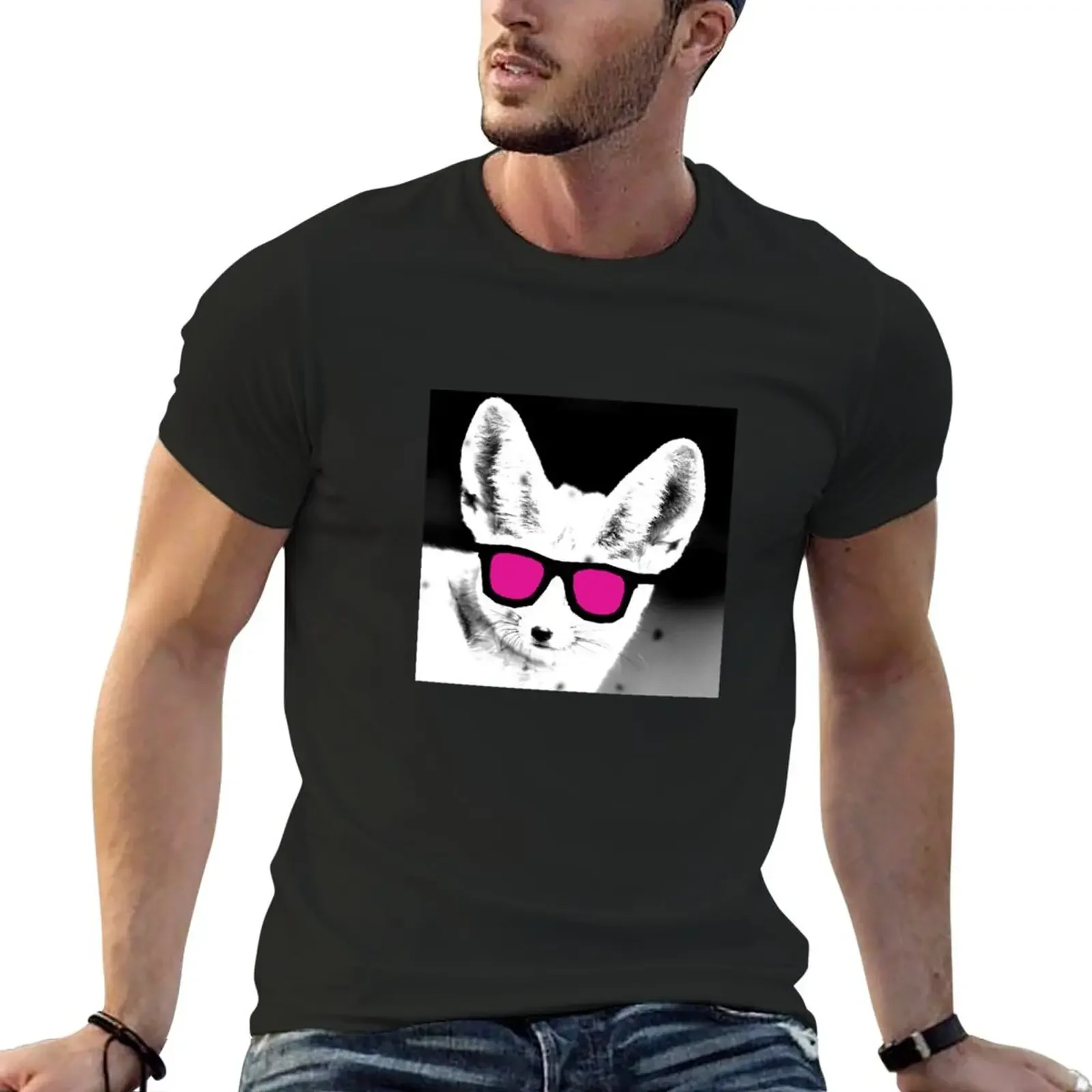 

Fox with sunglasses T-Shirt hippie clothes quick-drying summer clothes mens white t shirts