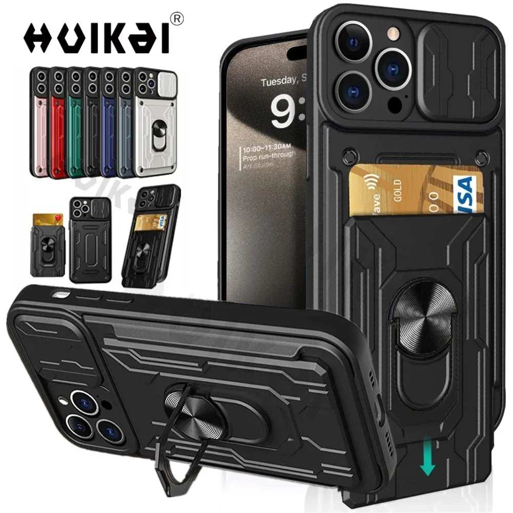 Leather Wallet Case with Detachable Card Holder and Shockproof Protection
