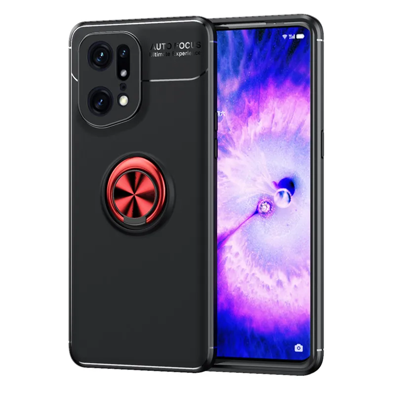 

Oppo Find X5 Pro CPH2305 Case Metal Ring Holder Silicone Bumper TPU Shockproof Back Cover For Oppo Find X5Pro CPH2305 Phone Bags