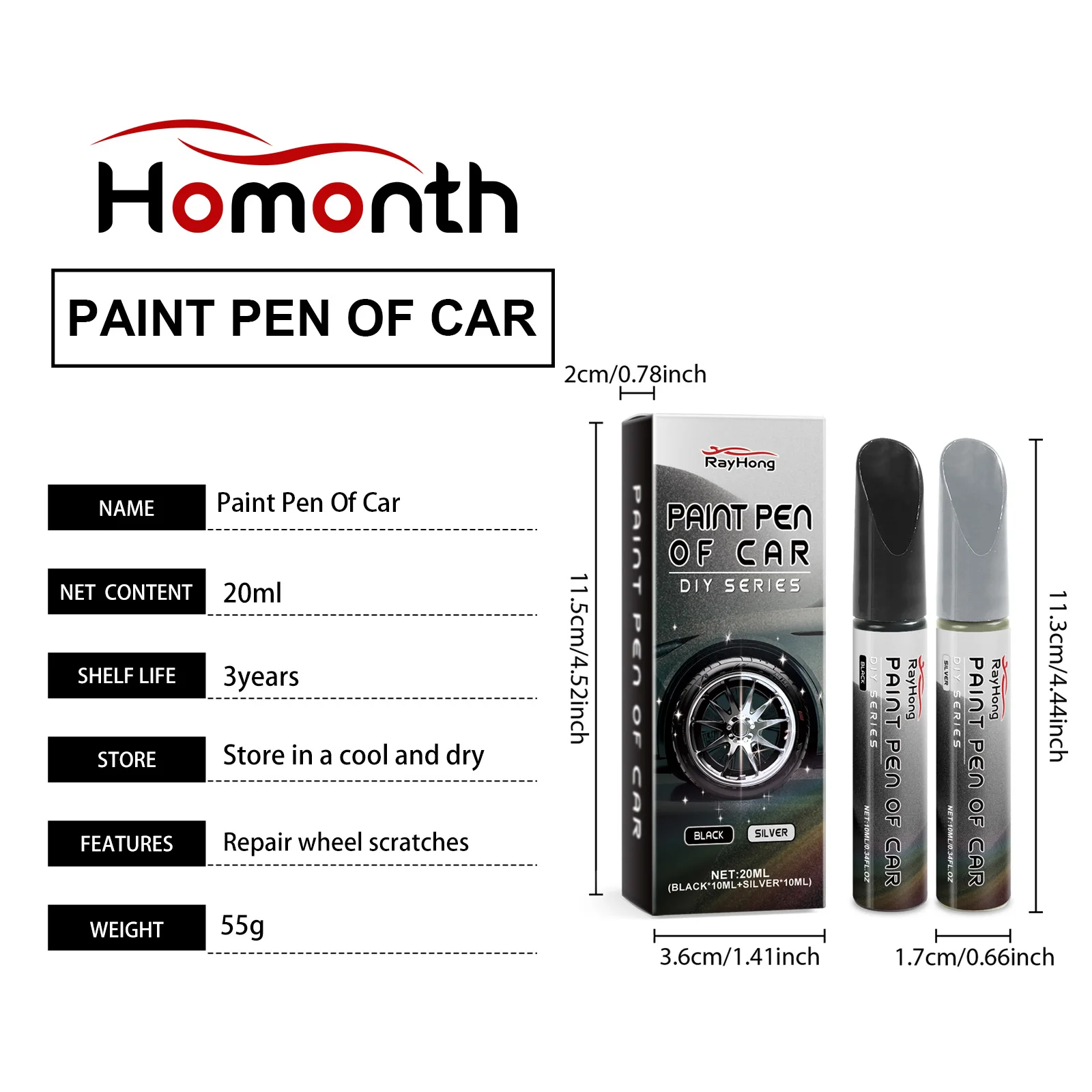 Car Wheel Hub Scratch Repair Pen Wheel Coating Agent Effectively Pprotect The Surface of Metal, Aluminum, and Steel Rims