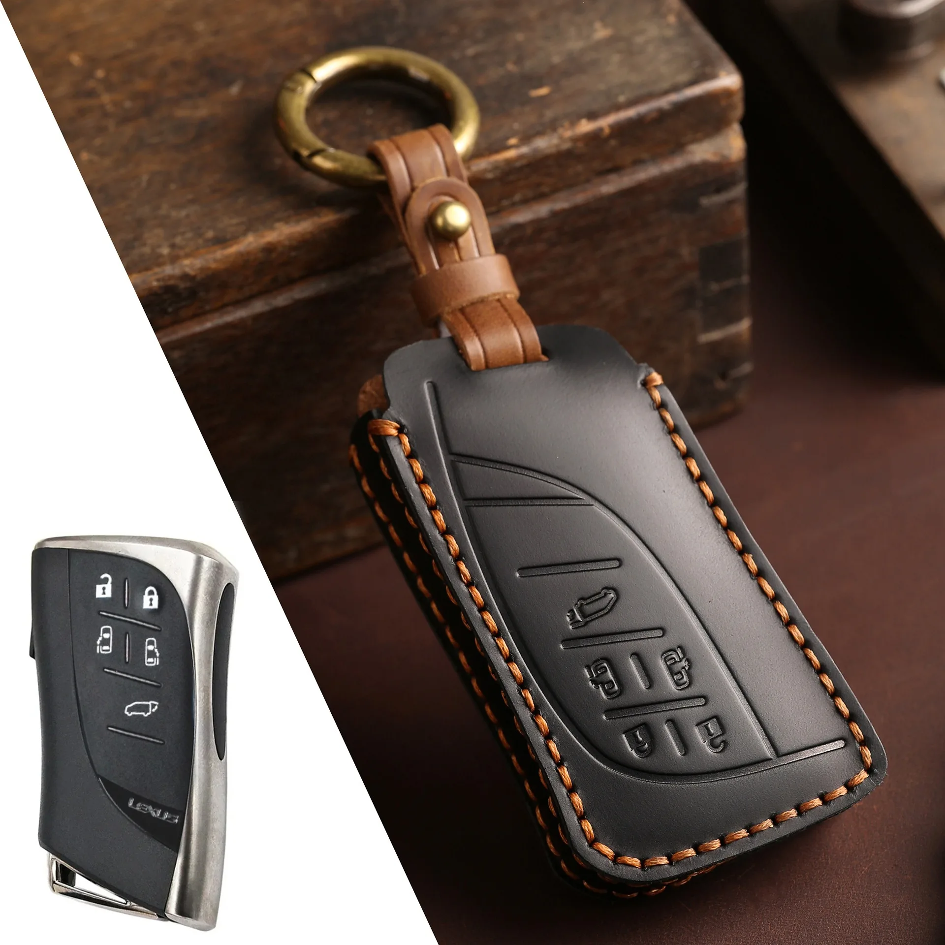 Premium Leather Key Fob Protector Case