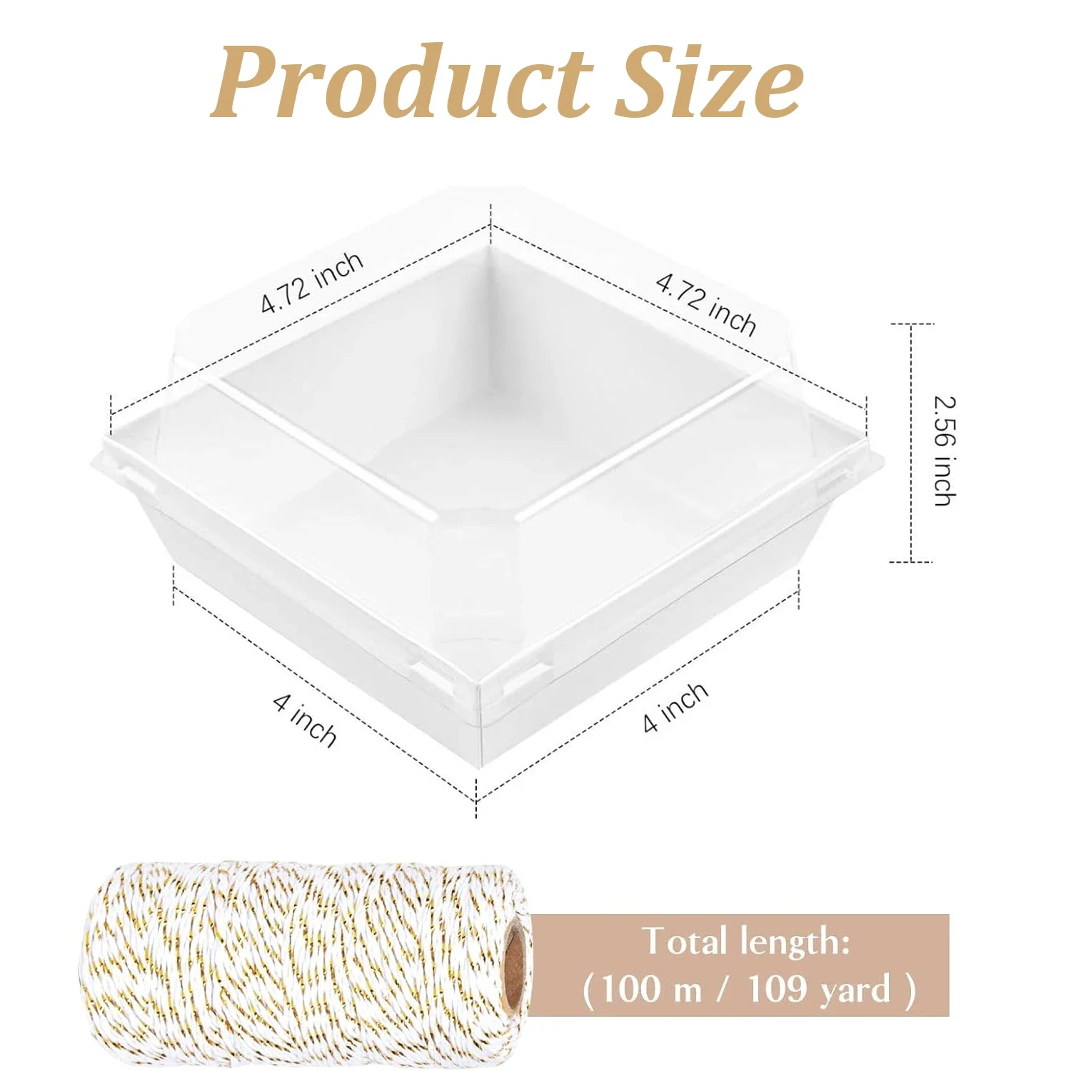 Paper Charcuterie Boxes with Clear Lids 50PCS 4 Inches Square White Disposable Sandwich Boxes Dessert To Go Containers