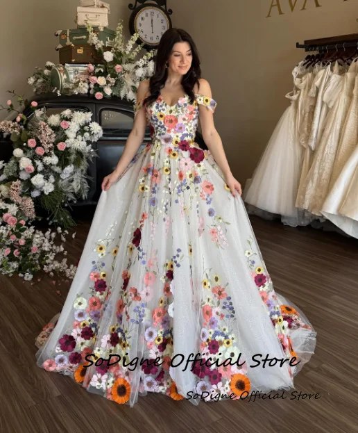 SoDigne A-line Flowers Embroidery Tulle Wedding Dress Sweetheart Off Shoulder Long Beach Bride Gown vestidos de novia Customized 10 Sef7d5a9765fa42aaa7d0aa7d24aa34f5c