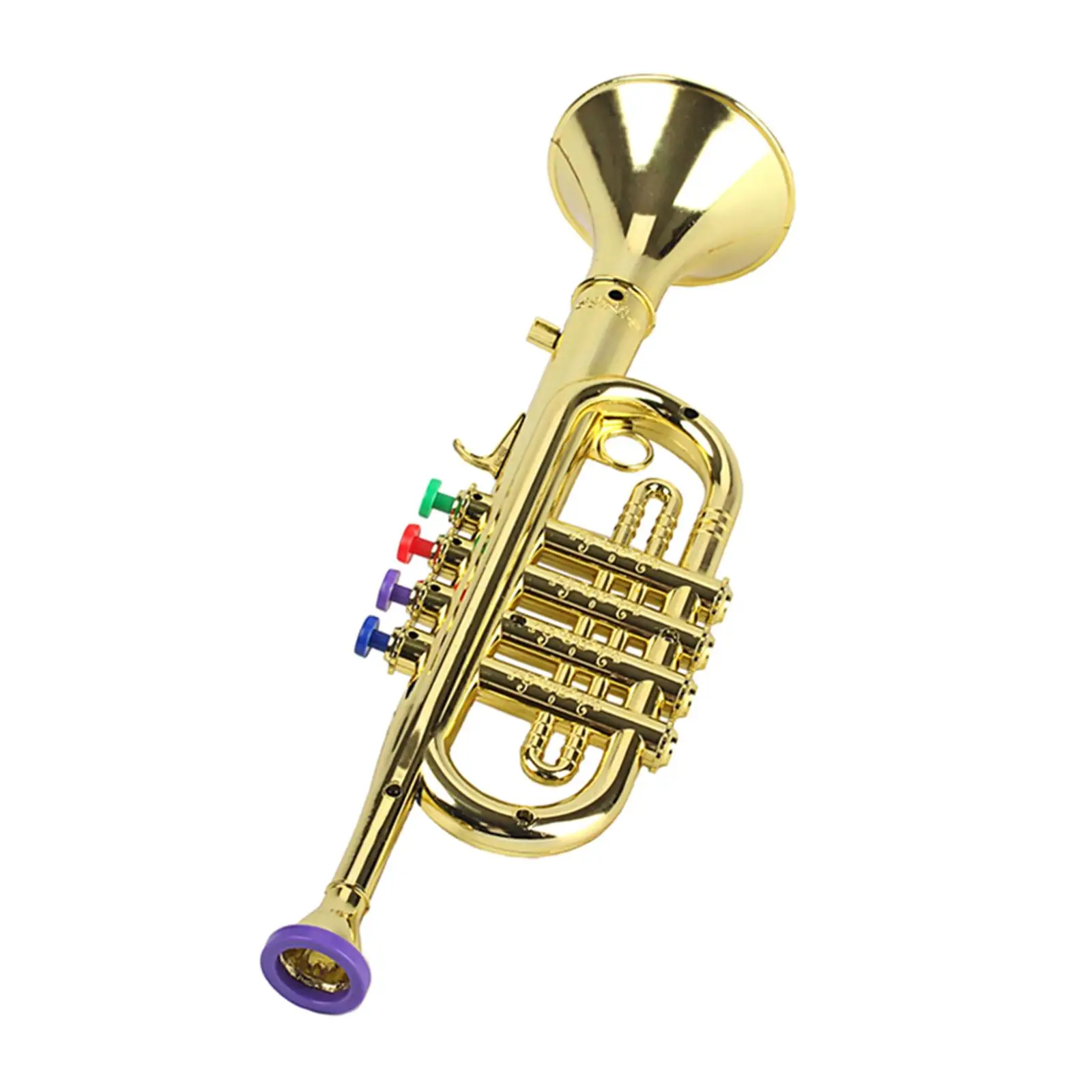 Kid's Plastic Trumpet Wind Instrument Early Developmental Music Education Toy for Children With 3 Colored Keys