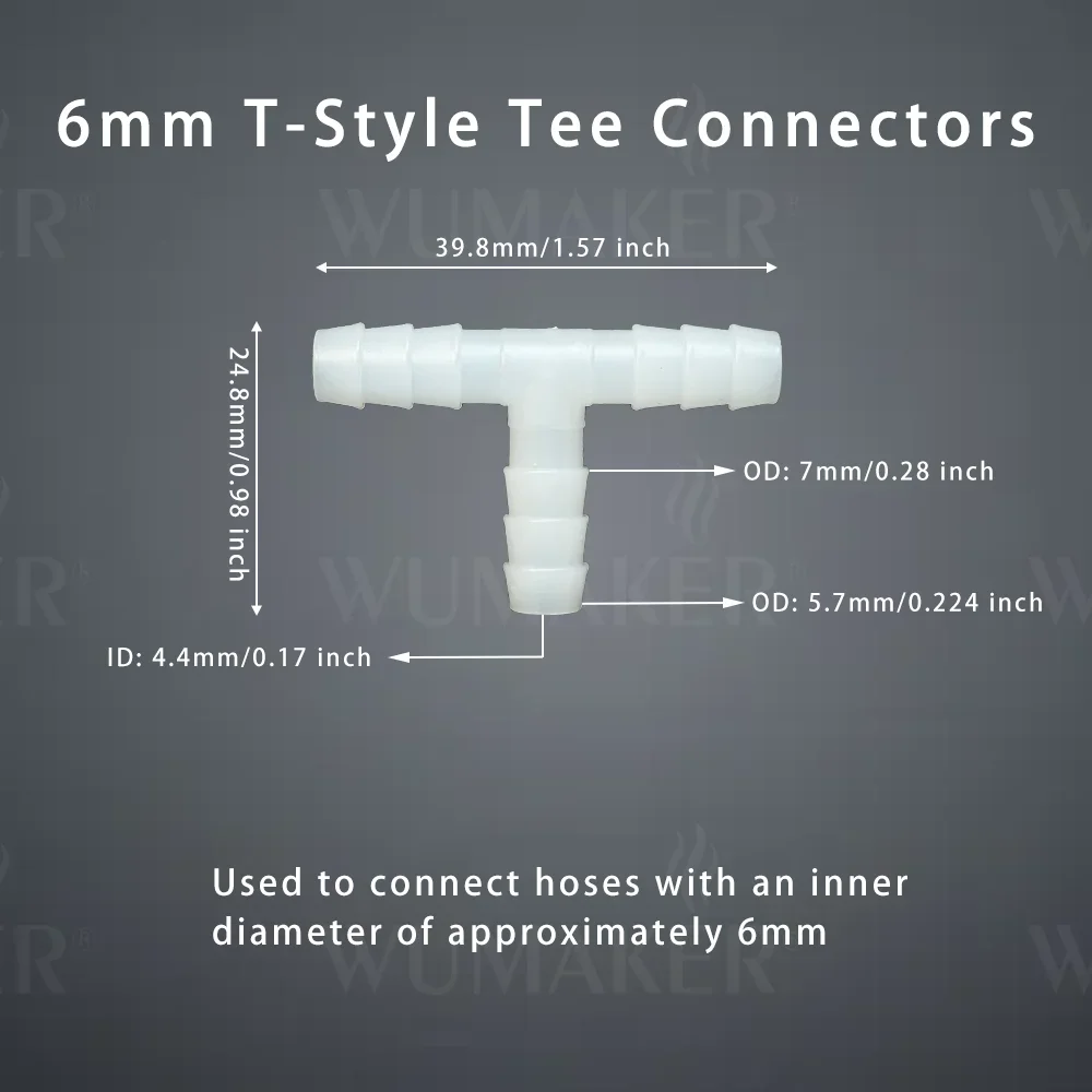 T-Style Tee Connectors 5Pcs T-Style Tee Connectors Hose Barb Fitting T Shaped 3 Way Plastic Tubing Joint Air Water Flow Splitter for Garden Irrigation