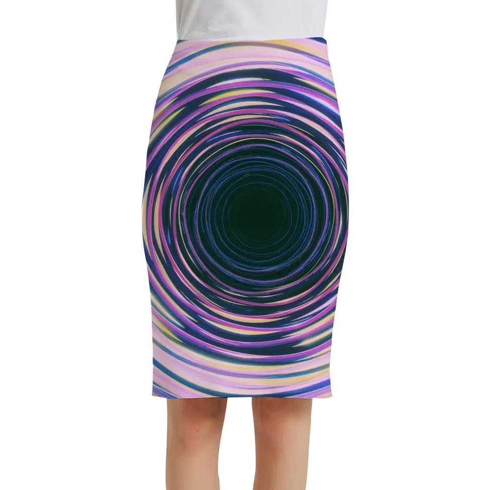 

KYKU Dizziness Skirts Women Black Hole 3d Skirt Colorful Sundresses Party Office Pencil Ladies Skirts Womens Floral Anime